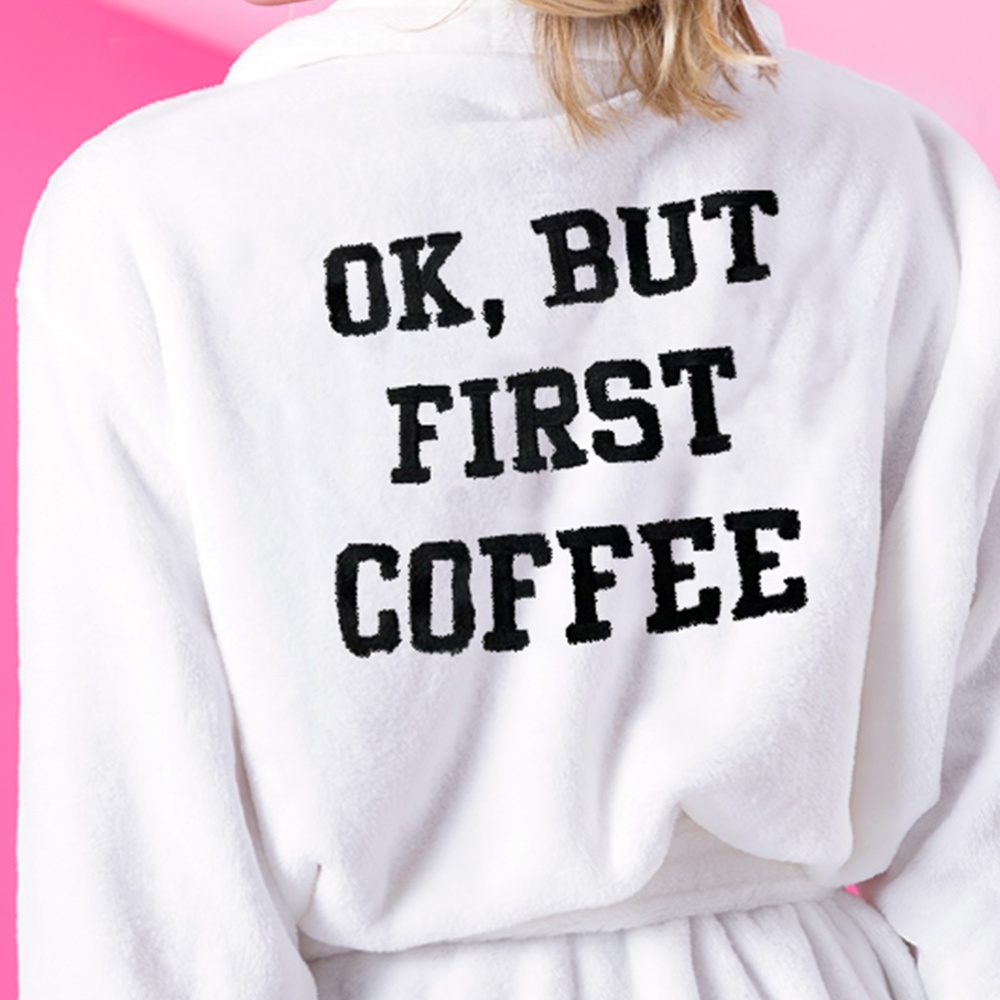 COCUS POCUS OK, But First Coffee Plush Fleece Robe